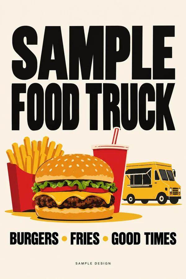Minimal typographic poster for the fictional Sample Food Truck