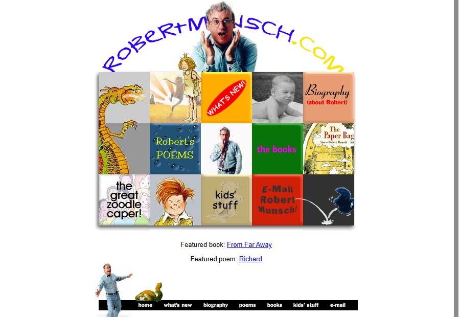 Archived Robert Munsch website screenshot