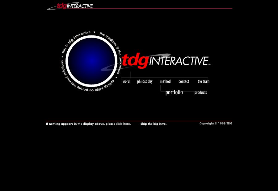 Archived TDG Interactive website screenshot
